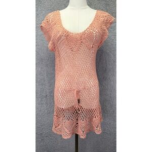 Y2K No Boundaries Crochet Knit Cover Up Womens S Juniors L Boho 90s Festival Top